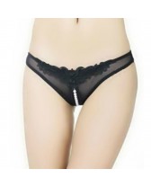 QUEEN LINGERIE TANGA NEGRO CON PERLAS T.U.