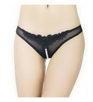 QUEEN LINGERIE TANGA NEGRO CON PERLAS T.U.