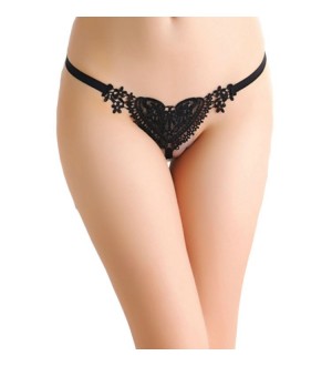 QUEEN LINGERIE TANGA NEGRO PERLAS BLANCAS